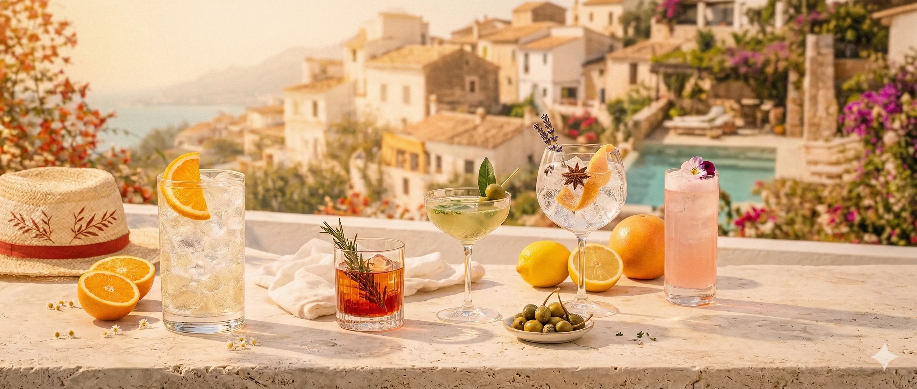 gin orange ice glasses table food larios